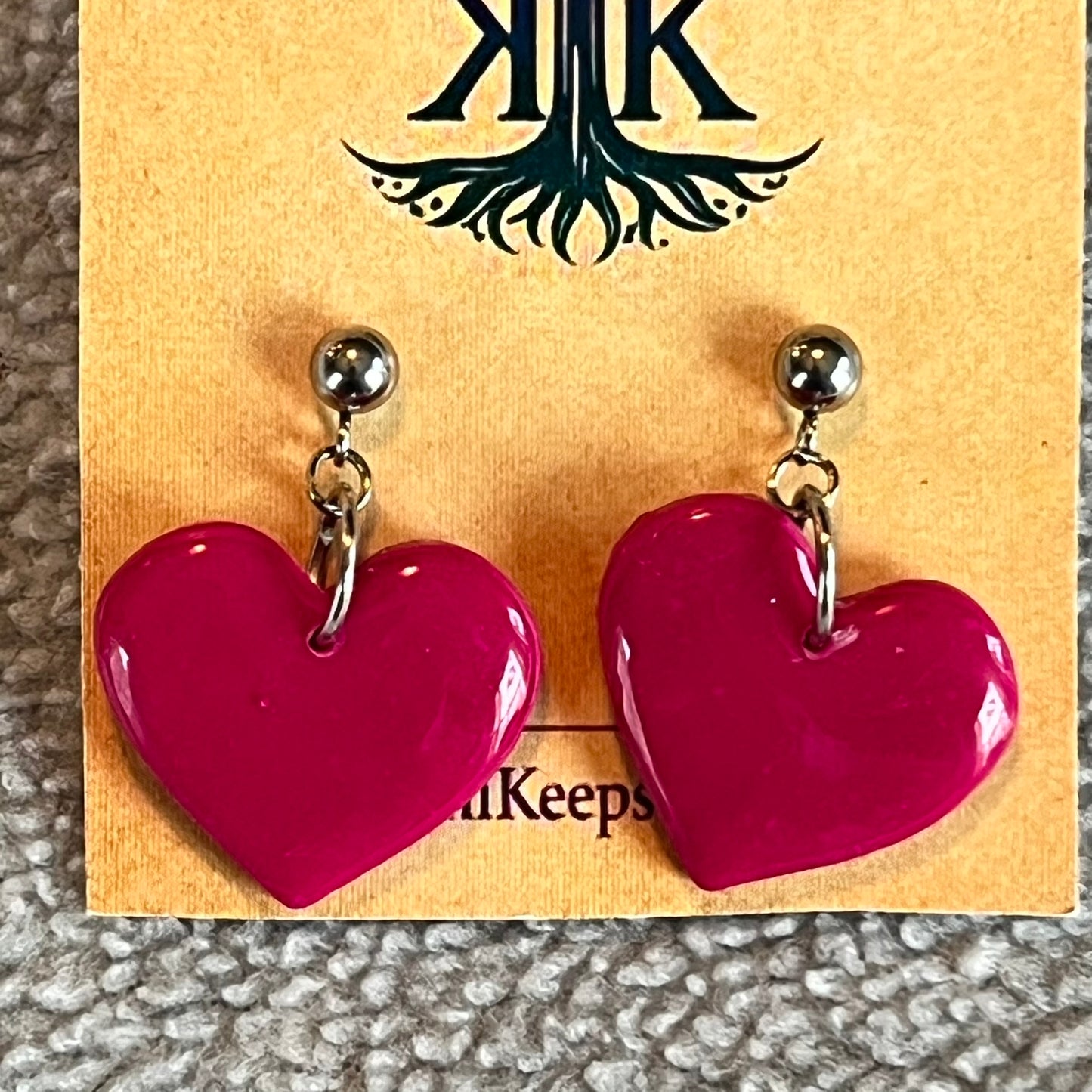 Handcrafted Heart Clay Earrings