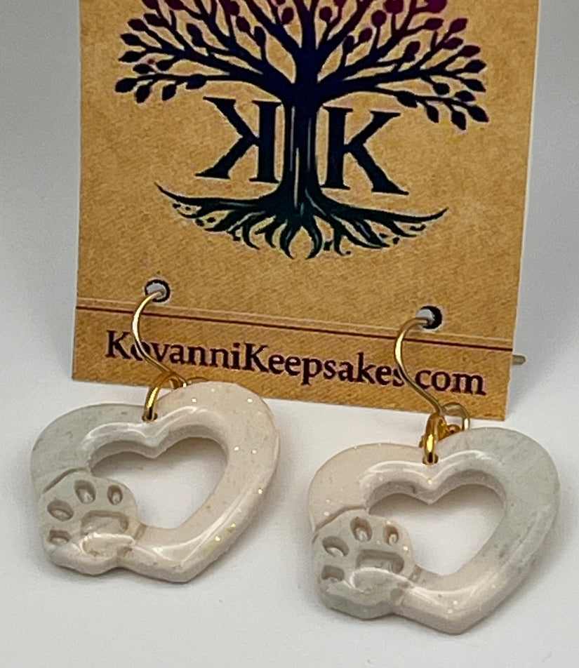 Heart Paw Dangle Earrings