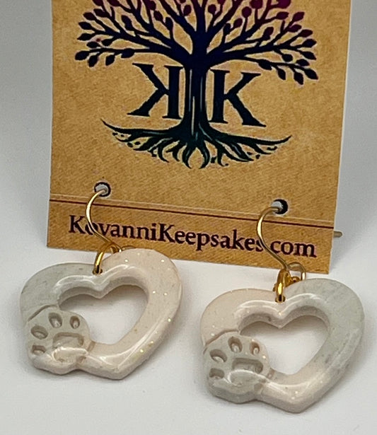 Heart Paw Dangle Earrings