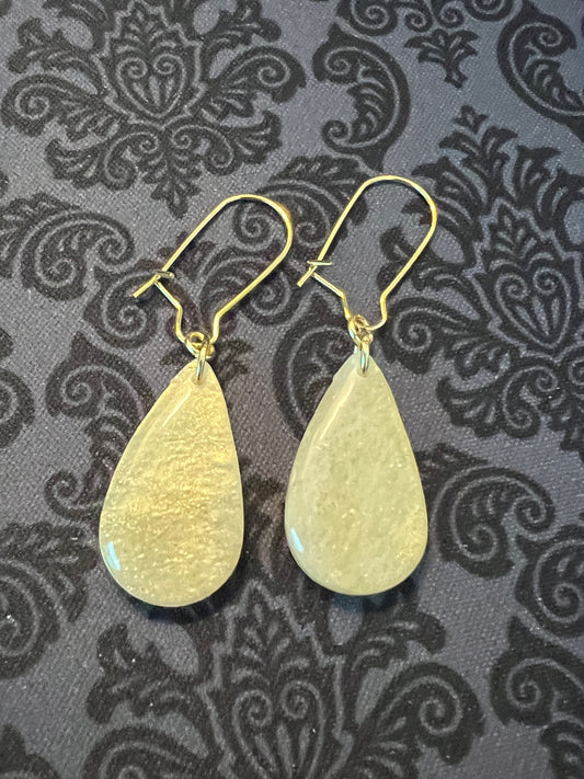 Gold‑Shimmer Stone‑Look Teardrop Earrings
