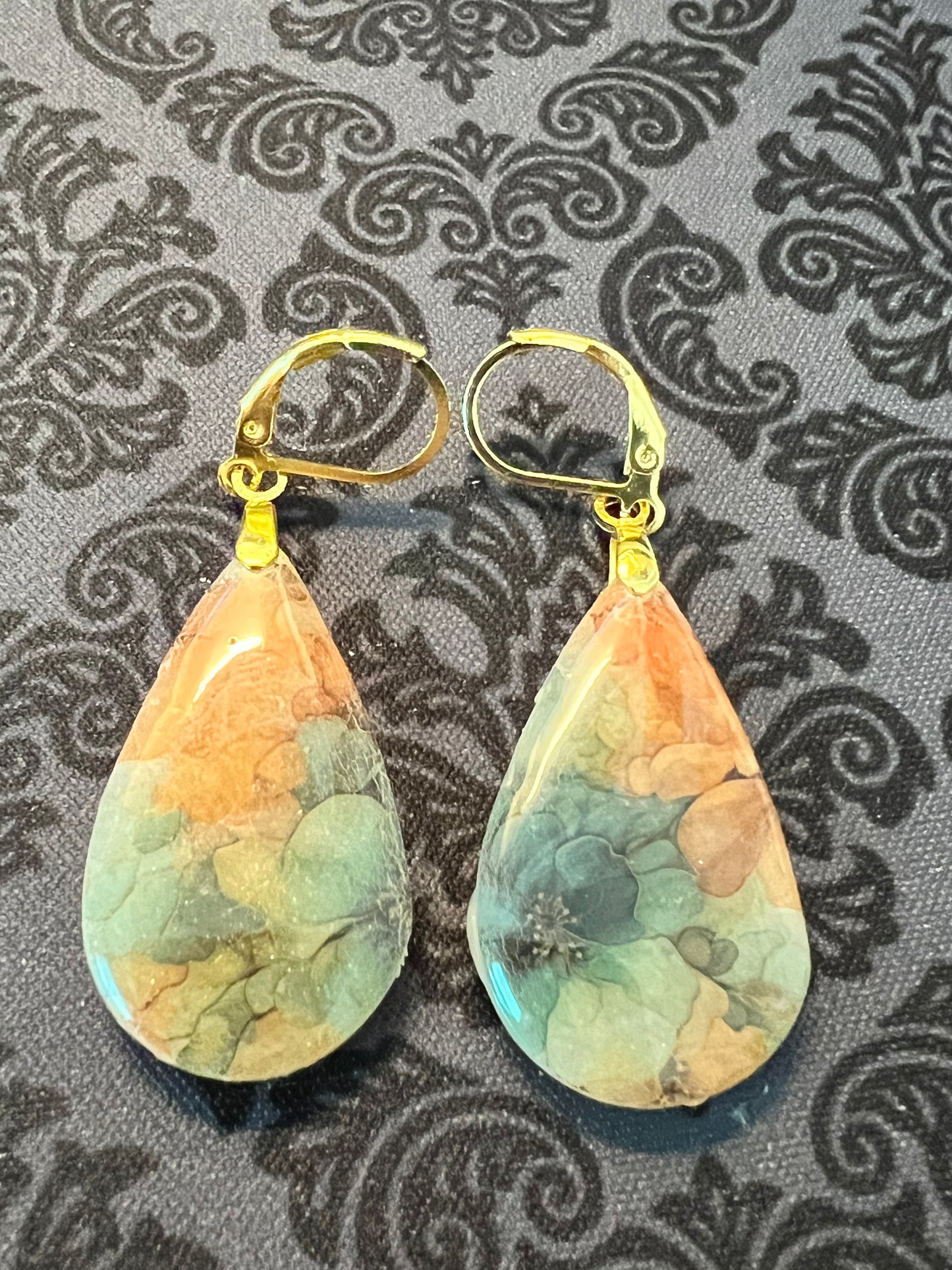 Watercolor Teardrop Dangle Earrings