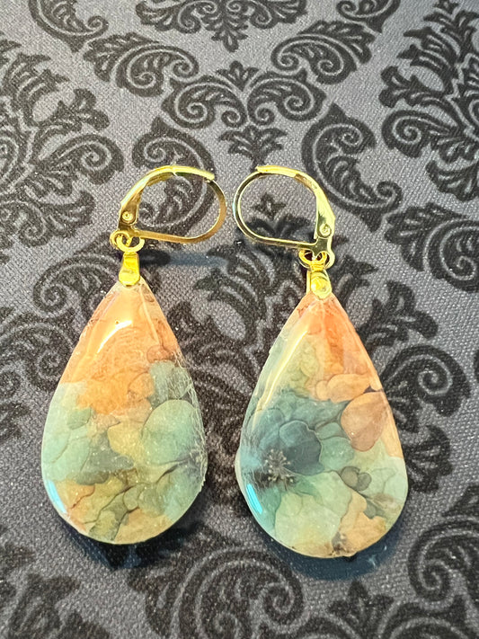 Watercolor Teardrop Dangle Earrings