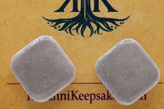 Blue‑Grey Steel Speckled Square Studs