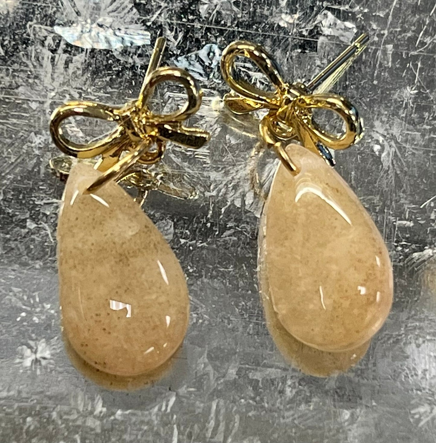 Glossy Neutral Teardrop Earrings