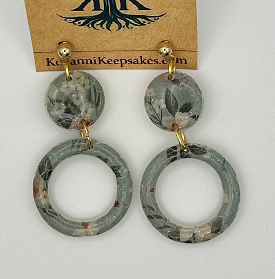 Floral Resin Double‑Circle Earrings