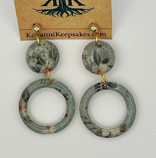 Floral Resin Double‑Circle Earrings