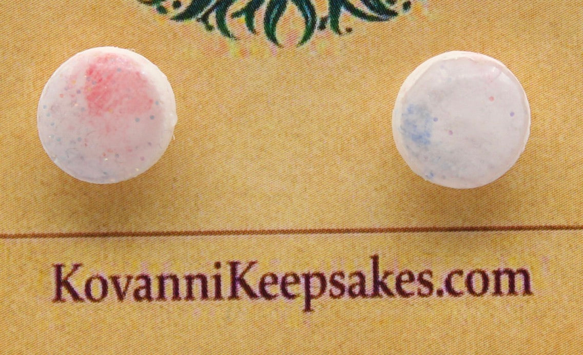 Soft Red, White & Blue Marbled Studs