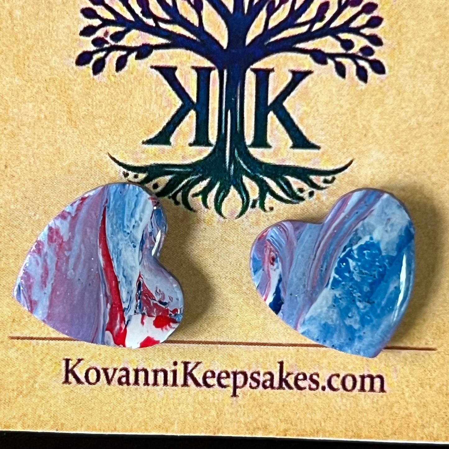 Marbled Heart Clay Studs