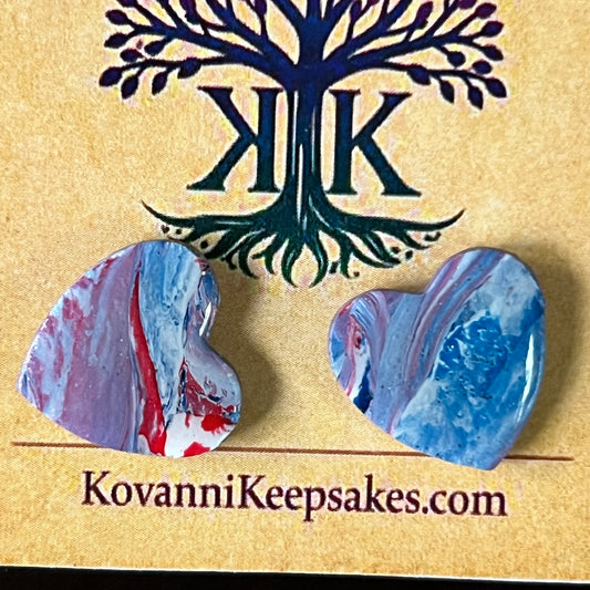 Marbled Heart Clay Studs