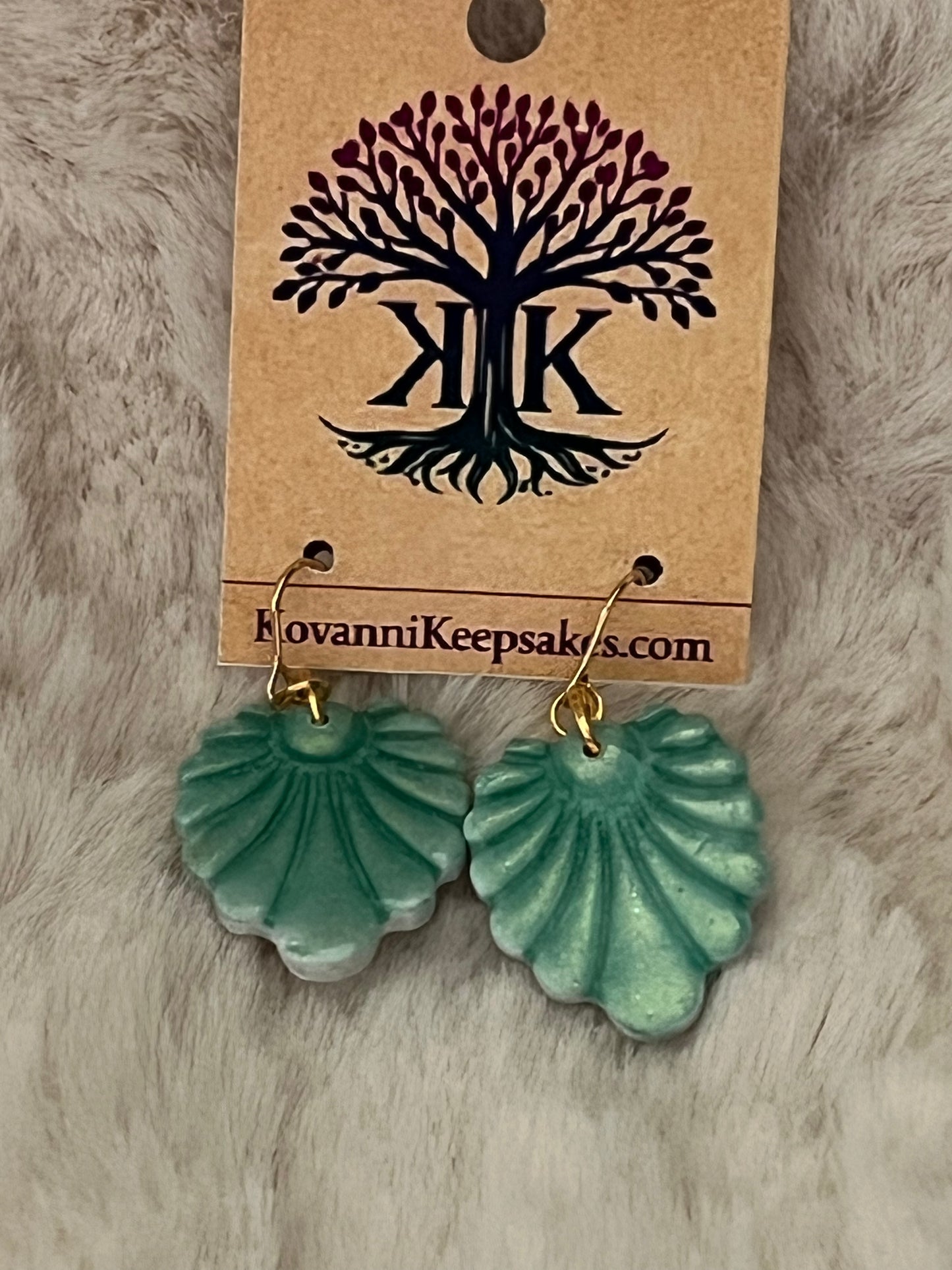 Turquoise Leaf Clay Earrings
