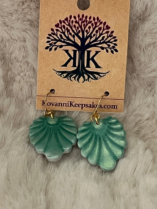 Turquoise Leaf Clay Earrings