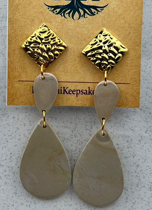 Beige Teardrop Earrings
