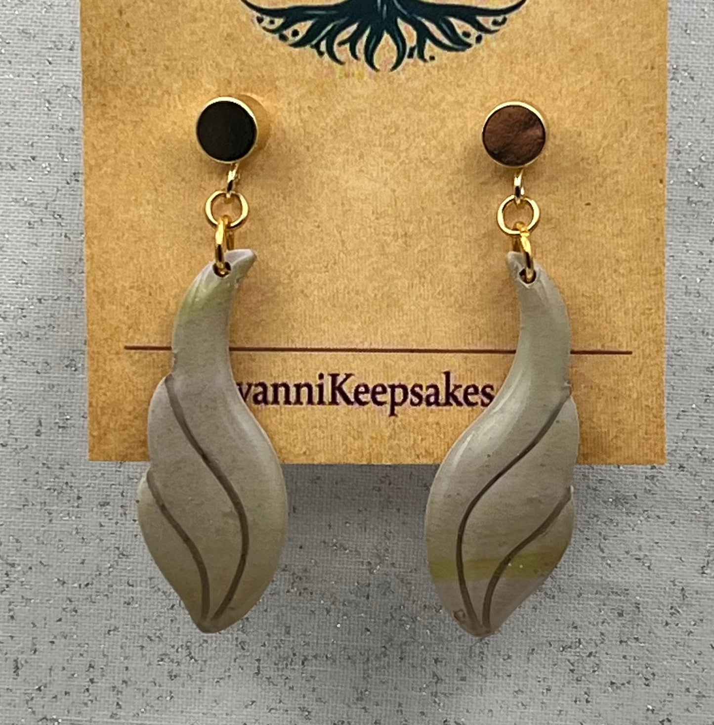 Beige Leaf Earrings