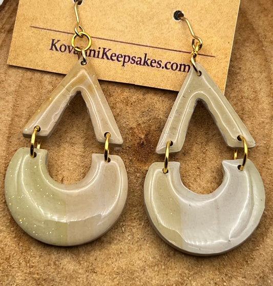 Beige Geometric Earrings