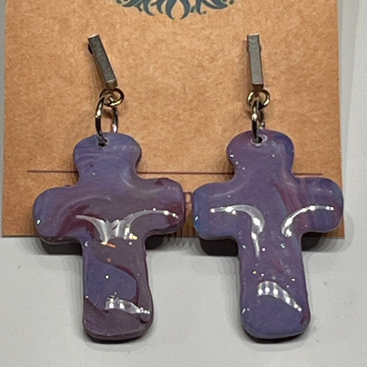 Purple Cross Dangles