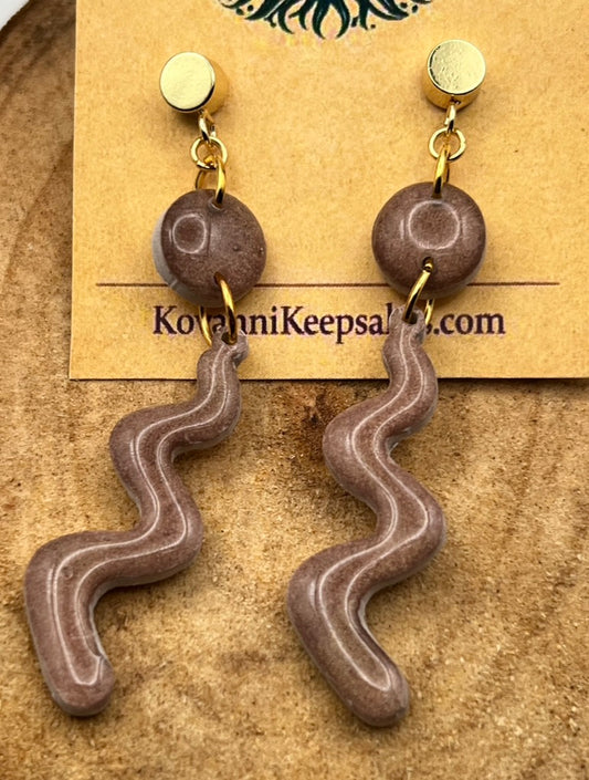 Brown Wavy Earrings