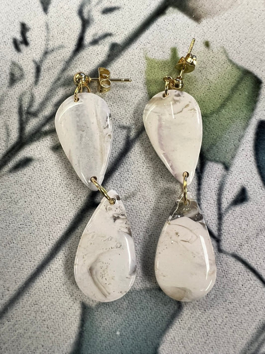 Translucent Double‑Teardrop Clay Earrings