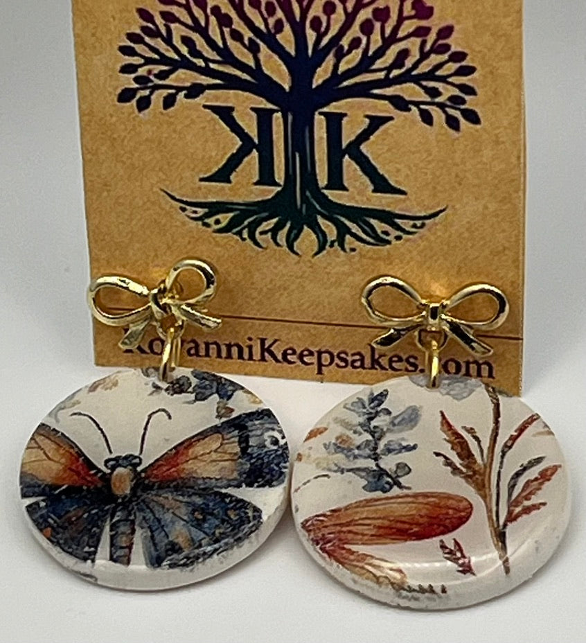 Butterfly & Botanical Round Earrings
