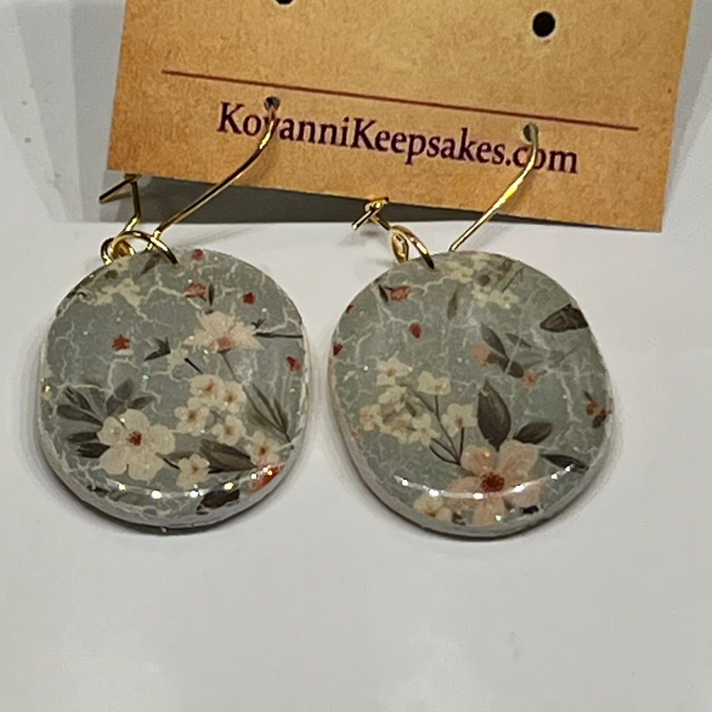 Soft Green Floral Dangles