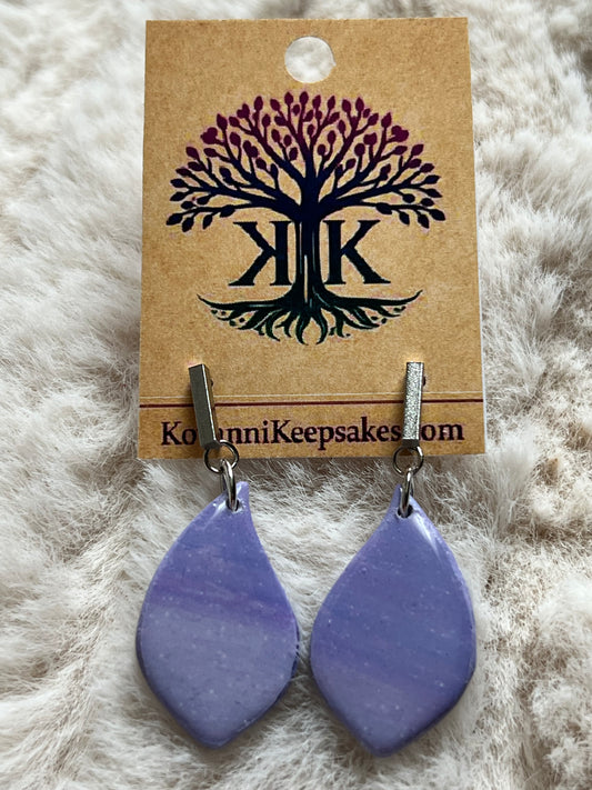 Lavender Teardrop Clay Earrings