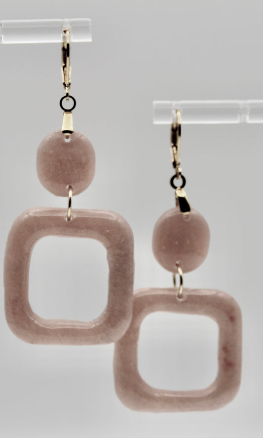 Peach Geometric Dangle Earrings