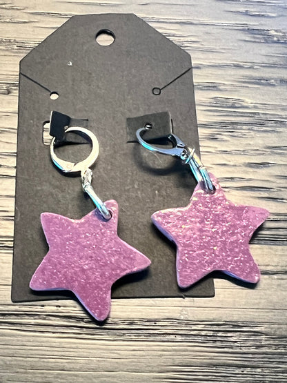 Handcrafted Striped Star Clay Earrings