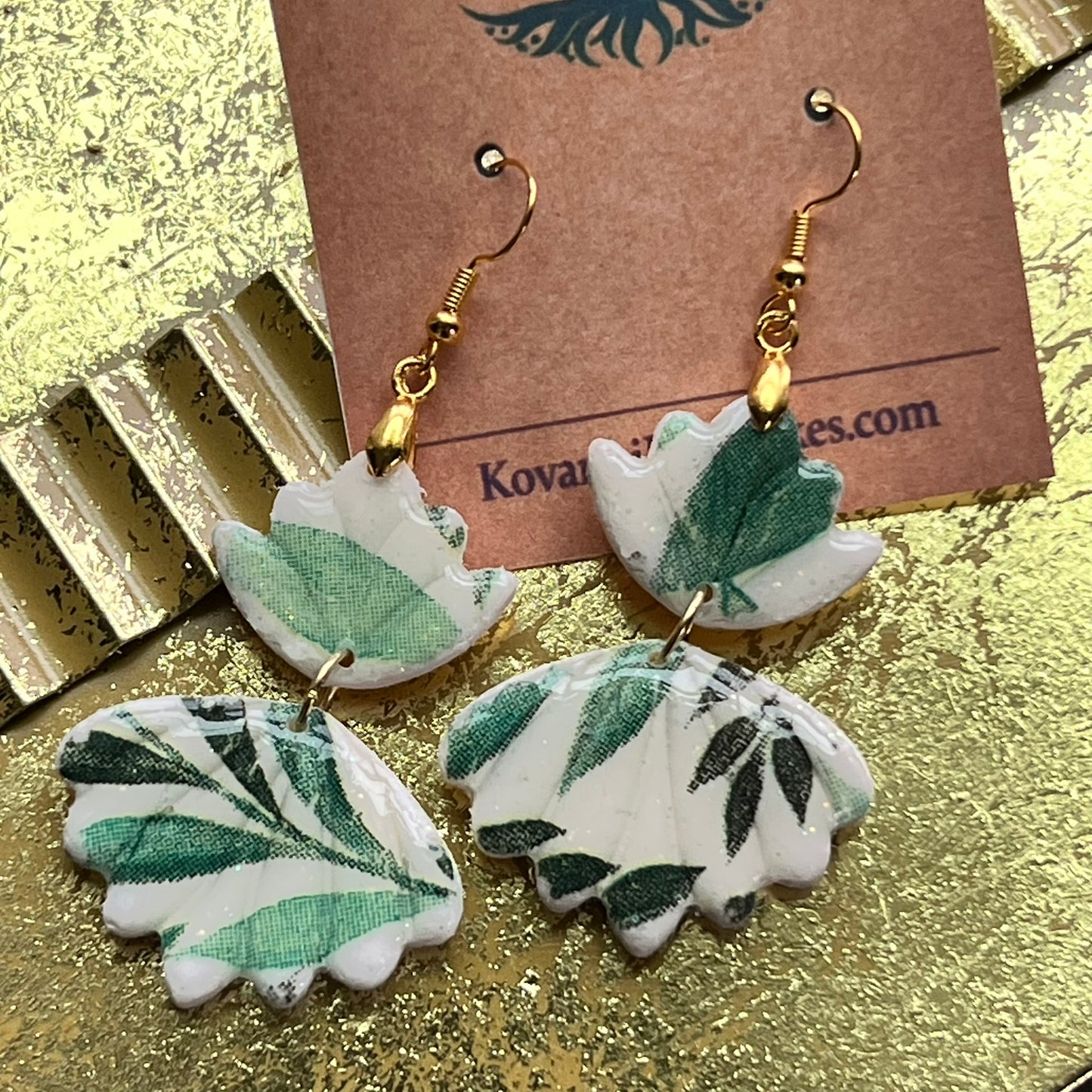 Botanical Leaf Dangle Earrings