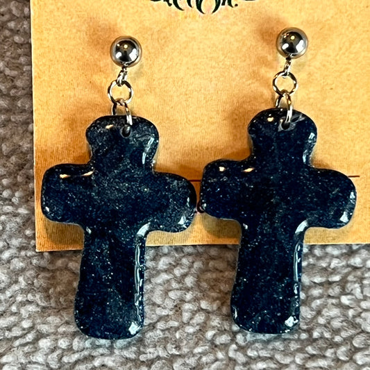 Handcrafted Cross Clay Earrings