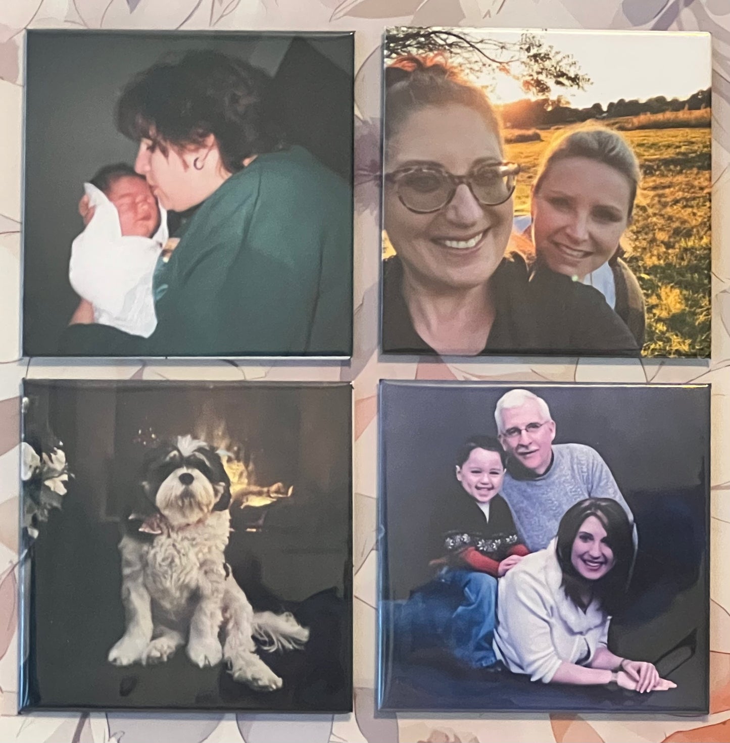 4 Pack of 3" Square Personalized Photo Magnets