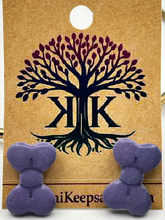 Purple Bow Clay Stud Earrings