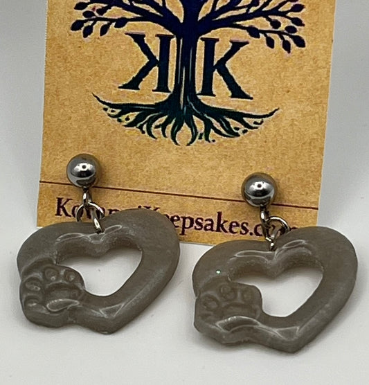 Heart Paw Dangle Earrings