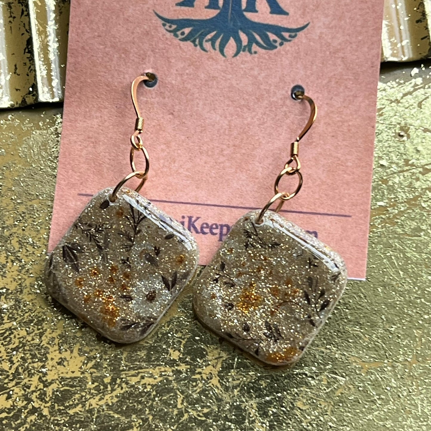 Floral Resin Dangle Earrings