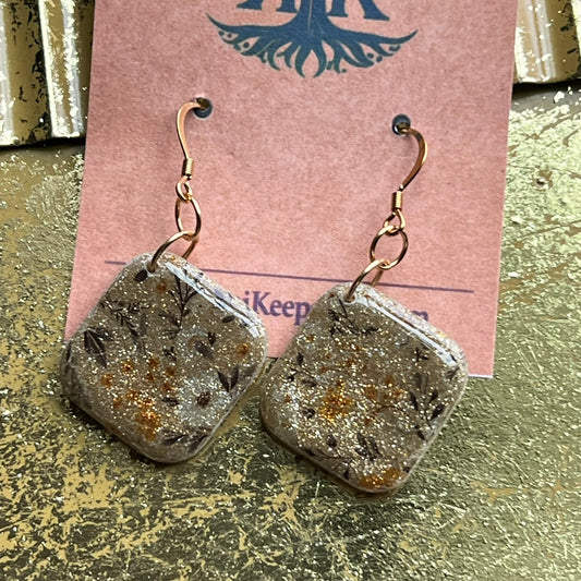 Floral Resin Dangle Earrings