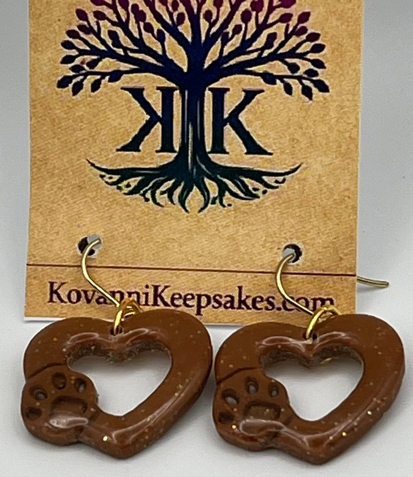 Heart Paw Dangle Earrings
