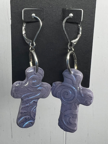 Handcrafted Cross Clay Earrings