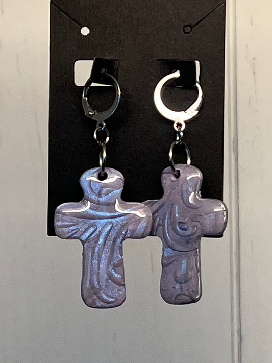 Handcrafted Cross Clay Earrings