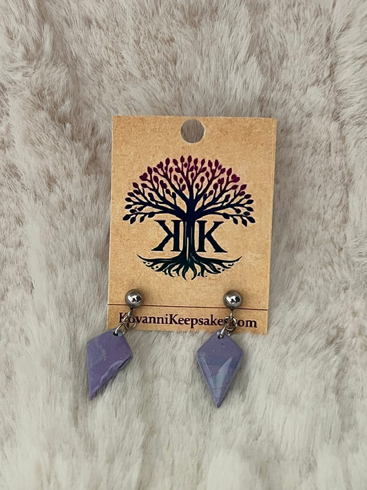 Purple Marbled Geometric Clay Earrings