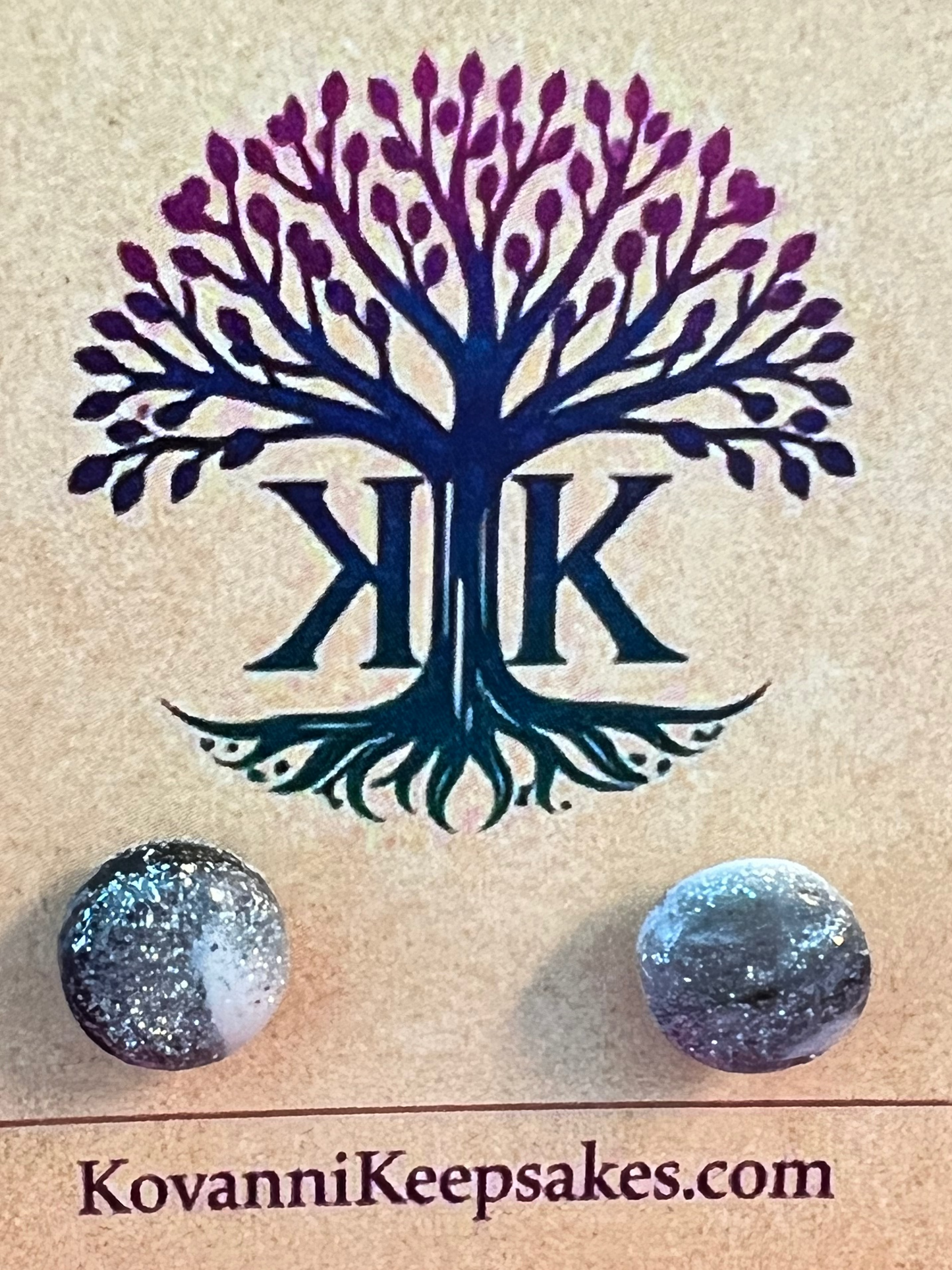 Black, White & Silver Marbled Stud Earrings