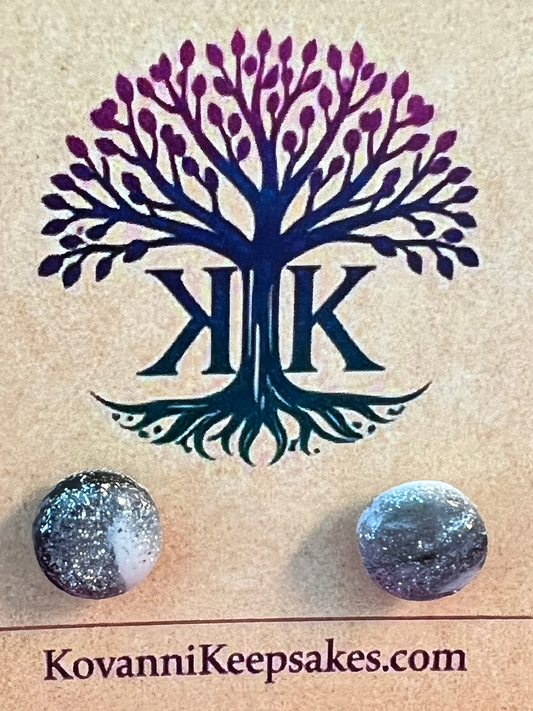 Black, White & Silver Marbled Stud Earrings