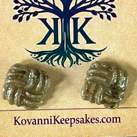 Textured Glitter Square Studs