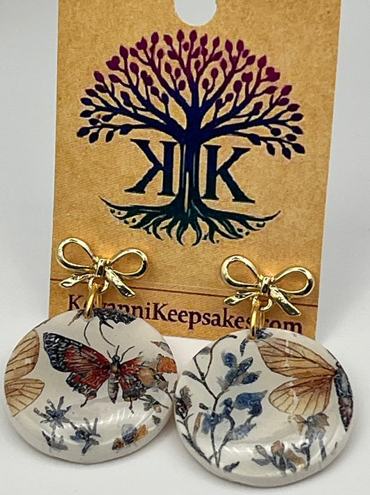 Butterfly & Botanical Round Earrings