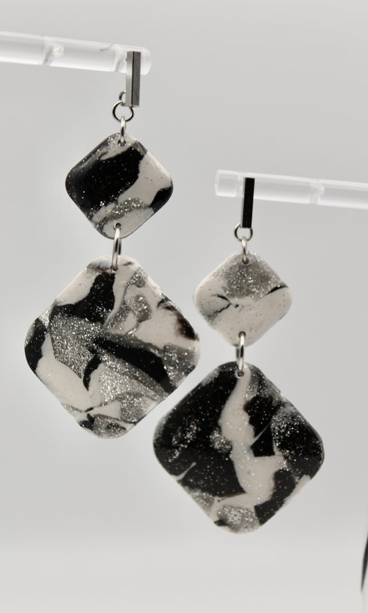 Marbled Diamond Dangle Earrings