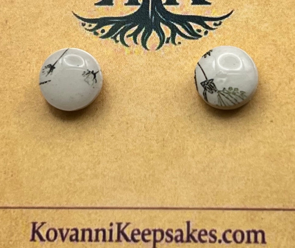 Branch Pattern Round Stud Earrings
