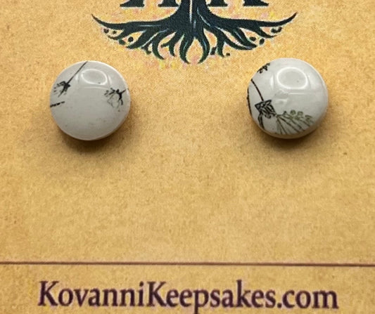 Branch Pattern Round Stud Earrings