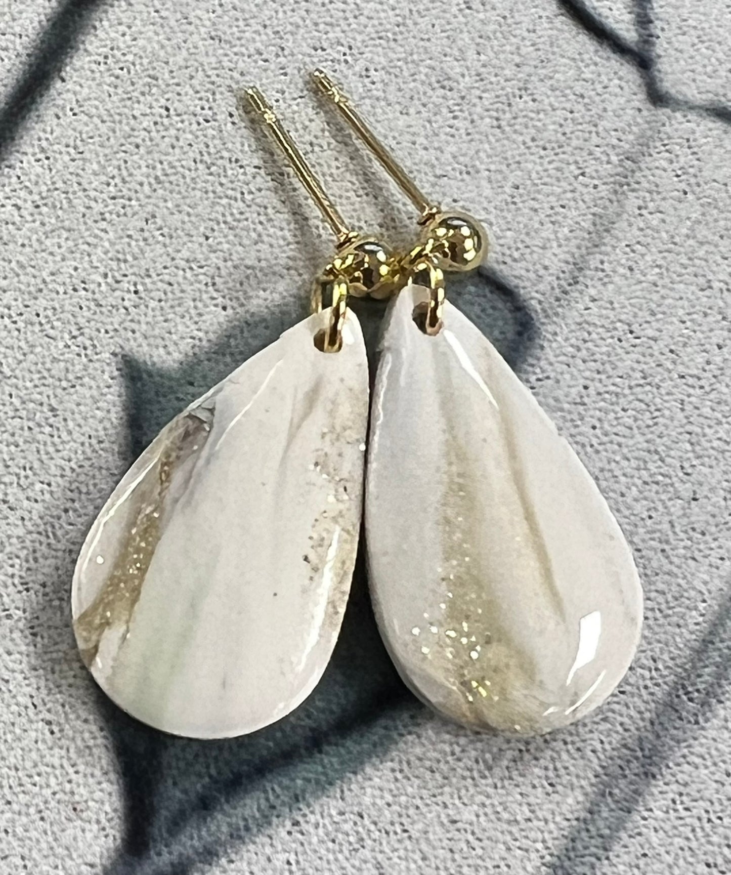 Marbled Neutral Teardrop Earrings