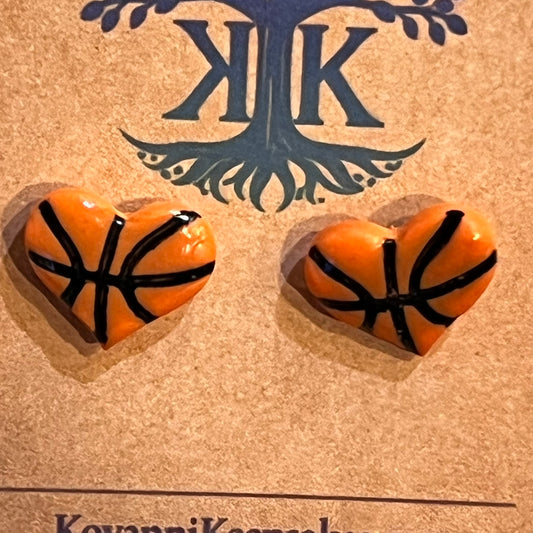 Basketball Heart Stud Earrings
