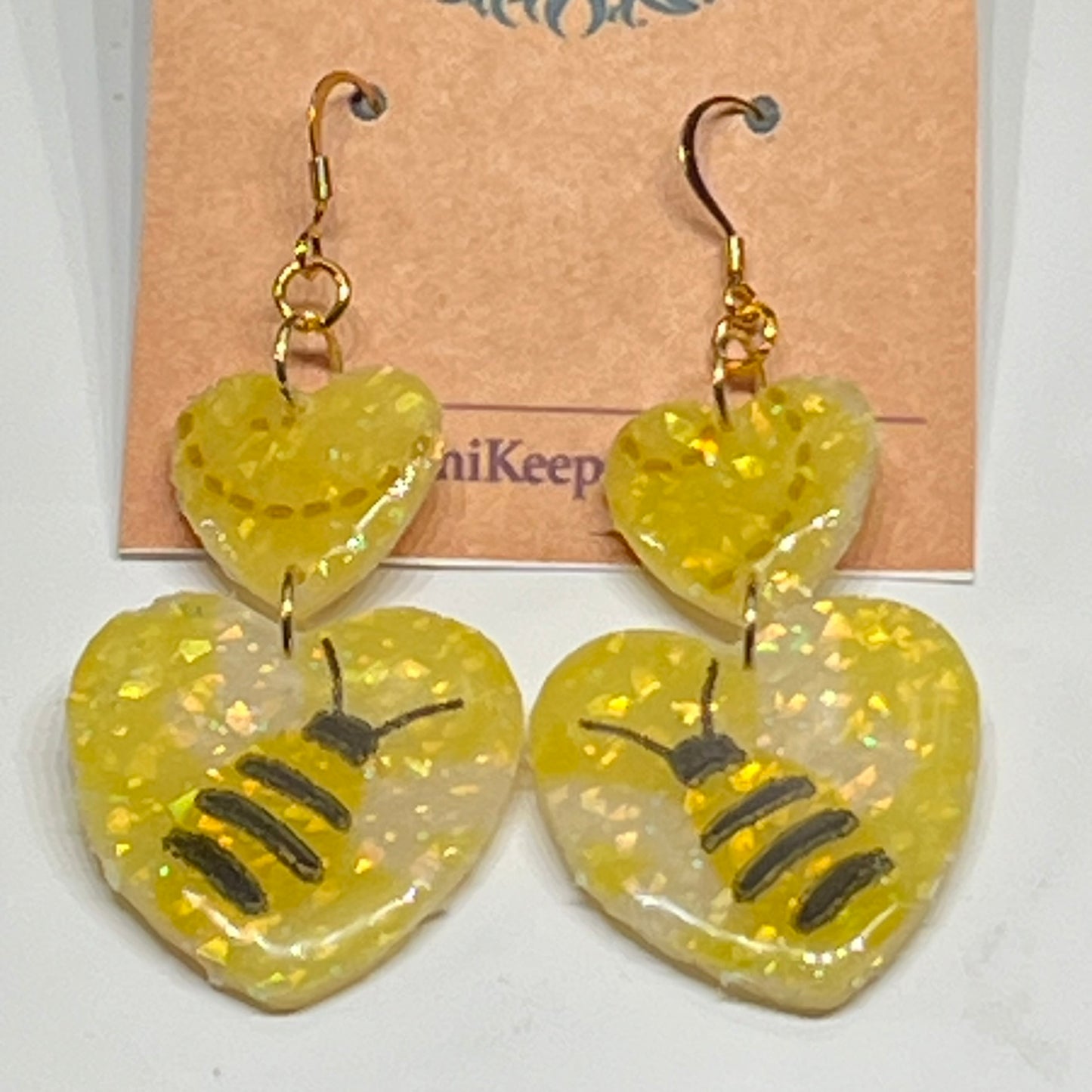 Bee Heart Dangle Earrings
