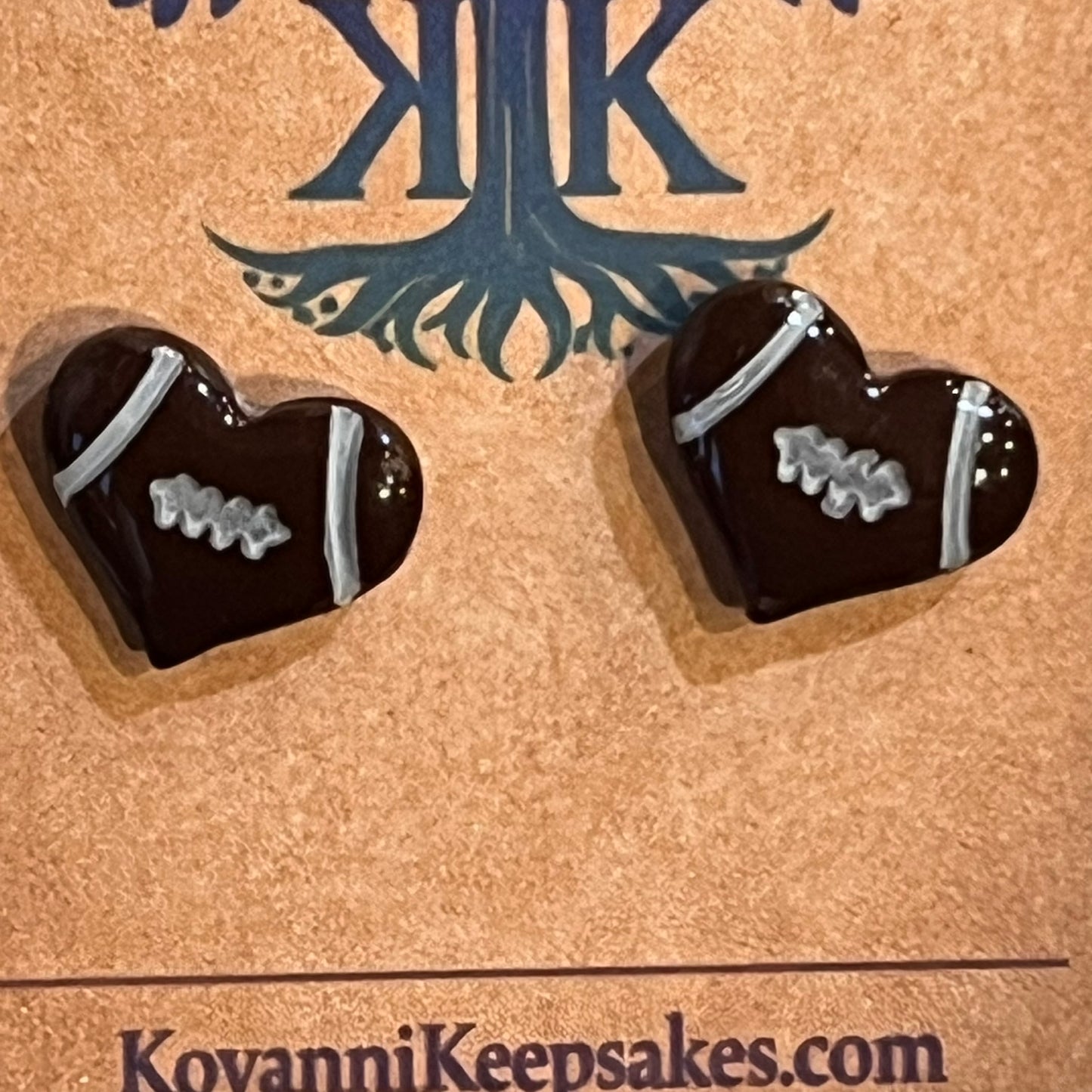 Football Heart Stud Earrings