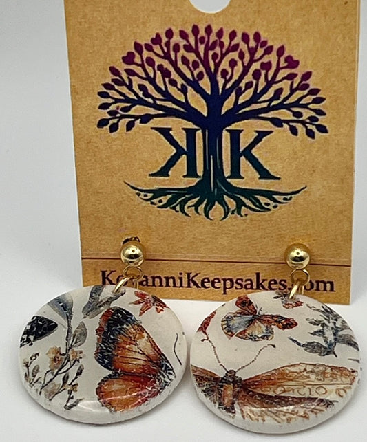 Butterfly & Botanical Round Earrings