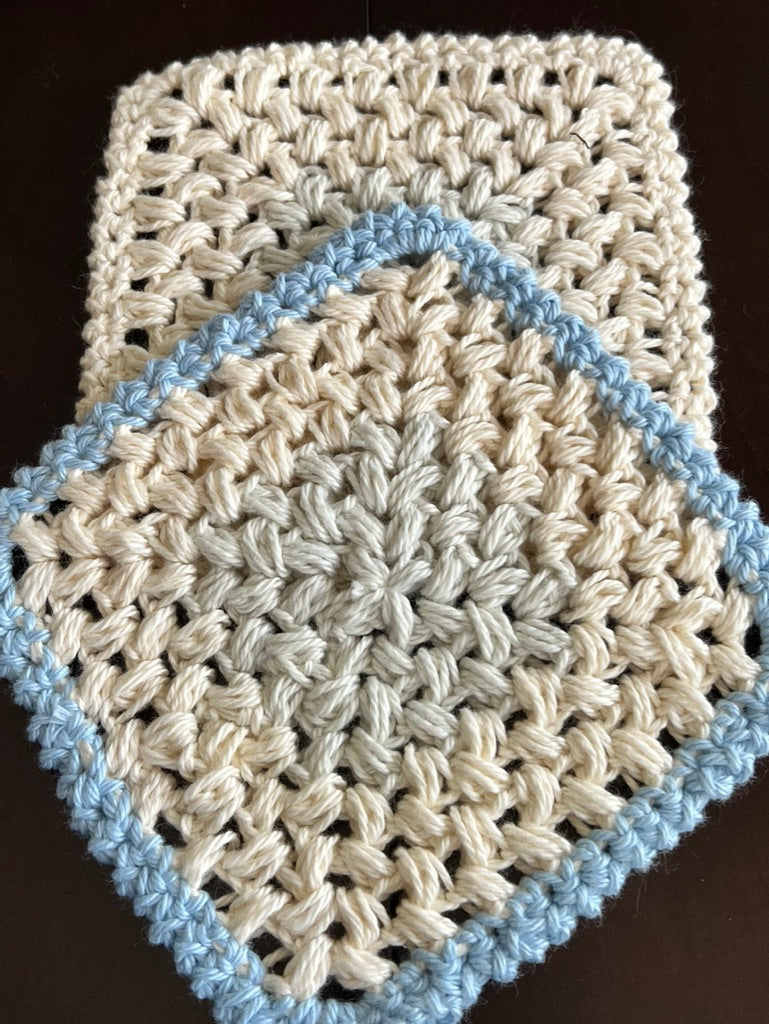 🧶 Hand‑Crocheted Washcloths — 100% Cotton